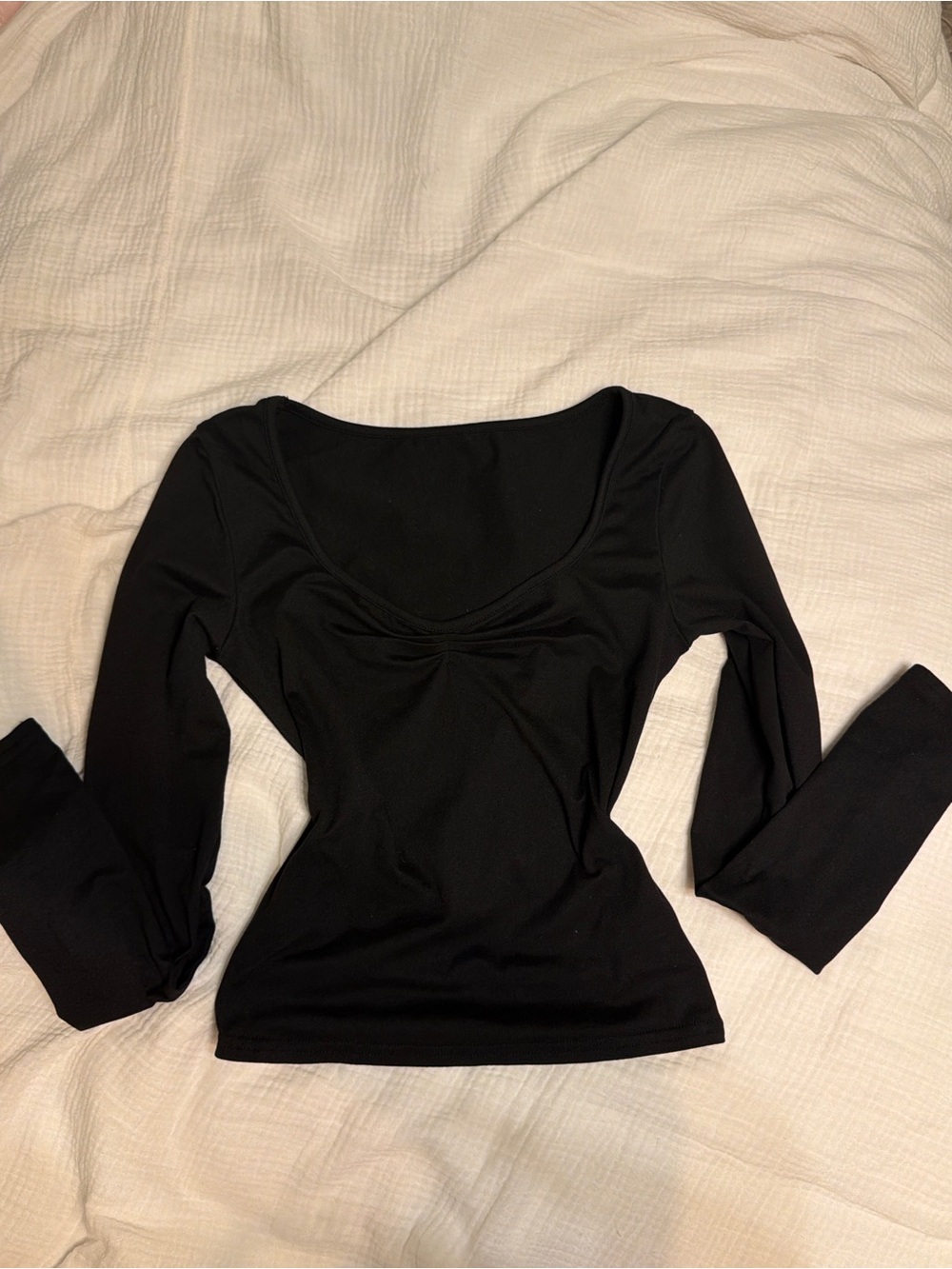 Black Long-Sleeve Scoop Neck Women's Top